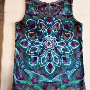 Tie-Dye Tank Top  XL - Spirograph Turquoise/Green/Purple   - New